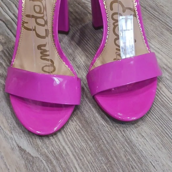 Sam Edelman Hot Pink Patent Block Heel Sandals - Picture 5 of 14